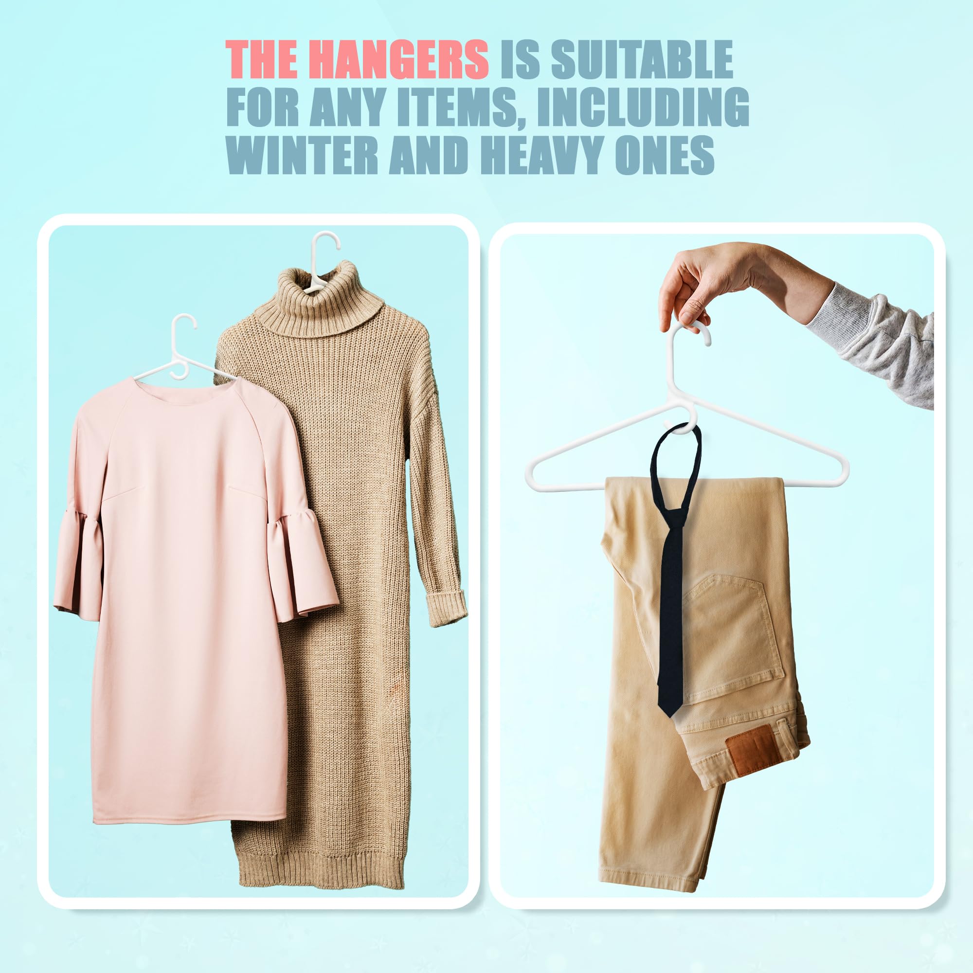 Deilsy White Plastic Hangers - Super Heavy Duty Clothes Hanger, Thick Strong Standard Closet Plastic Hangers With Hook For Scarv